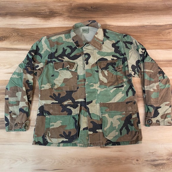 Woodland Camo Field Jacket Military Four Pocket Utility Coat Medium Regular - Picture 1 of 10